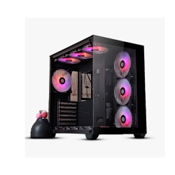 Revenger Base Dynamic Mid Tower Atx Desktop Casing with Rimless Tempered Glass Side Panel  &  10 Argb Fan Controlled by Switch